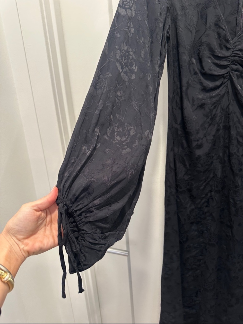 STAUD Black Silk Midi Dress Size 4 - Picture 5 of 10